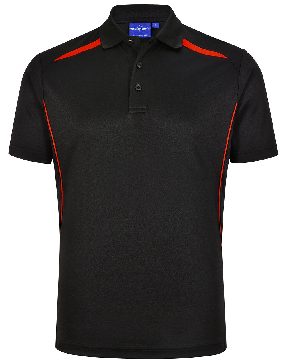 Winning Spirit Men's Sustainable Poly-Cotton Contrast Polo PS93 Casual Wear Winning Spirit Black/Red XS 